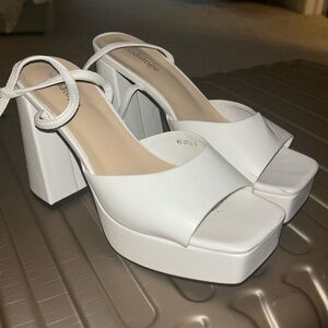 White platform heels